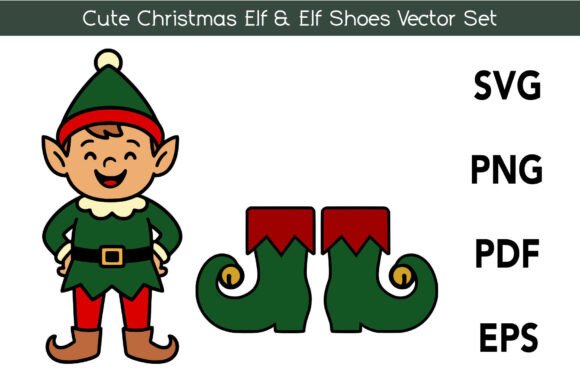 Adorable Christmas Elf and Shoes Vector Set