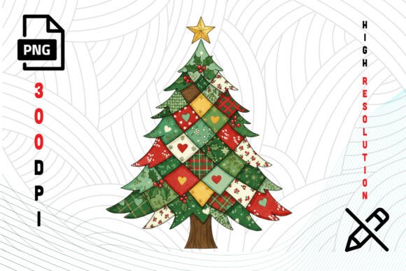 Bring Cozy Charm to Your Designs with a Patchwork Christmas Tree PNG
