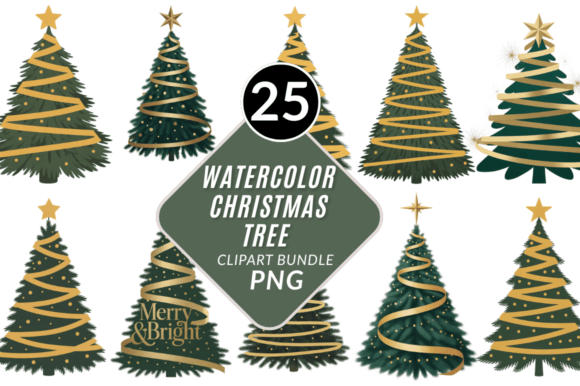 Christmas Tree Illustration Clipart PNG for Crafts