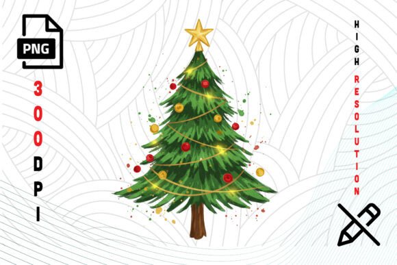 Elevate Your Holiday Designs with the Golden Star Christmas Tree PNG