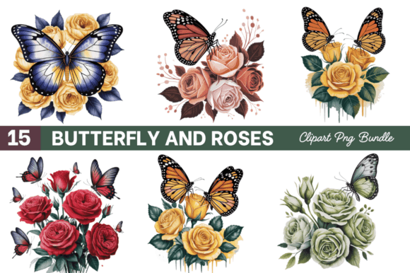 Evaluating the Creative Potential of Watercolor Butterfly and Roses Clipart for Sublimation Projects