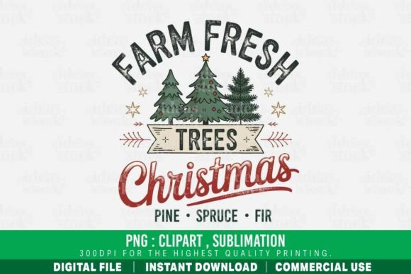Farm Fresh Christmas Trees PNG: Elevate Holiday Designs