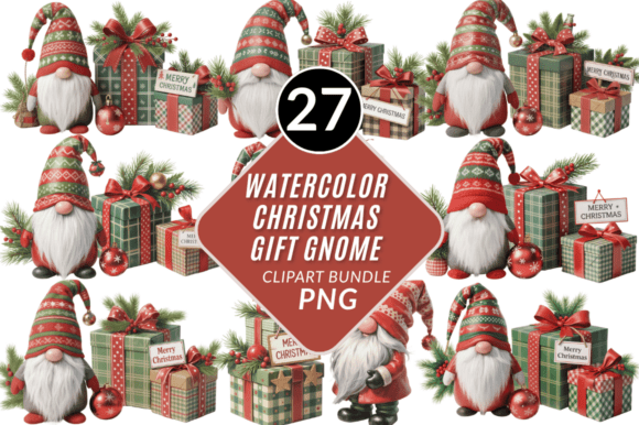 Festive Gift Gnome PNG Bundle for Crafts