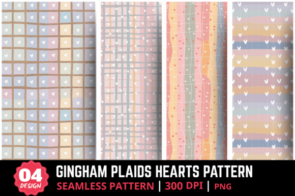 Gingham Plaids Hearts Seamless Pattern Guide