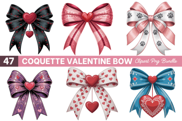 Pink Coquette Valentine Bow Clipart PNG for DIY